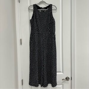 Julian Taylor NY Jumpsuit size 14 Black and White Polka Dot Dress pockets